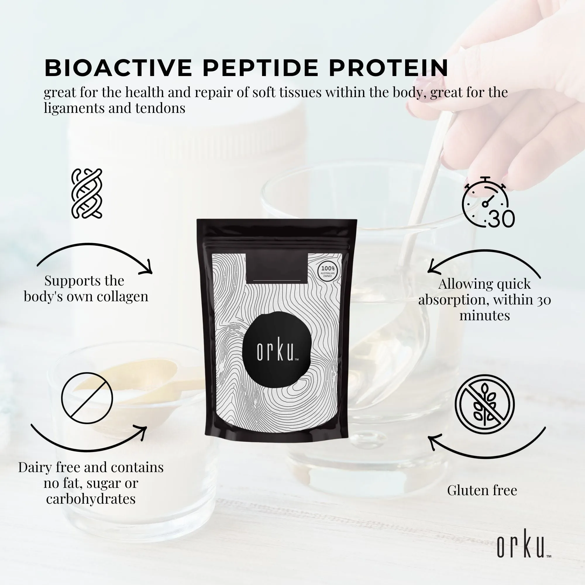 100g Collagen Powder | Bovine Hydrolysate Protein Supplement - Unflavored