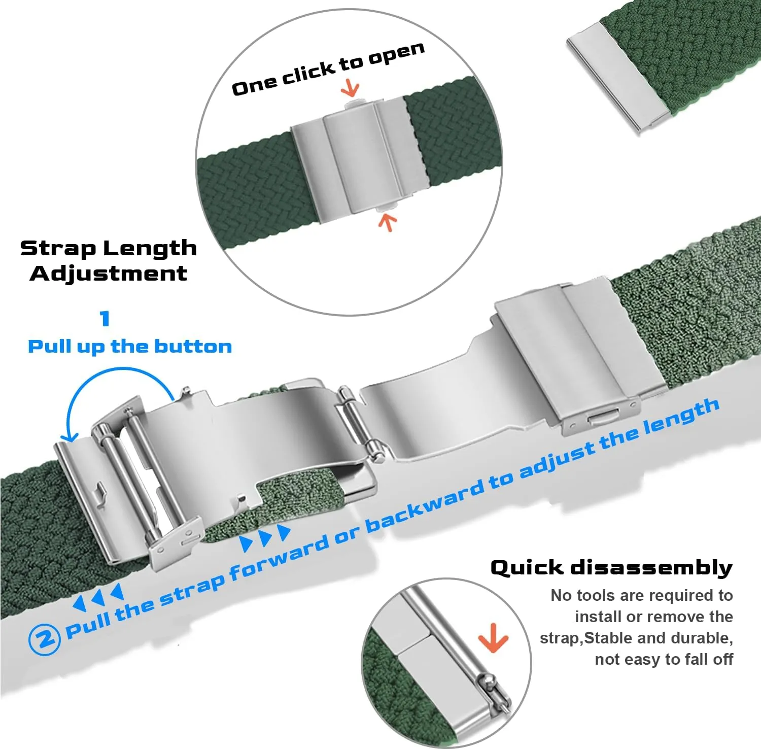18mm 20mm Watch Nylon Watch Strap, Sport Braided Nylon Watch Bands with Adjustable Buckle Band for Men and Women, Easy to Install Replacement