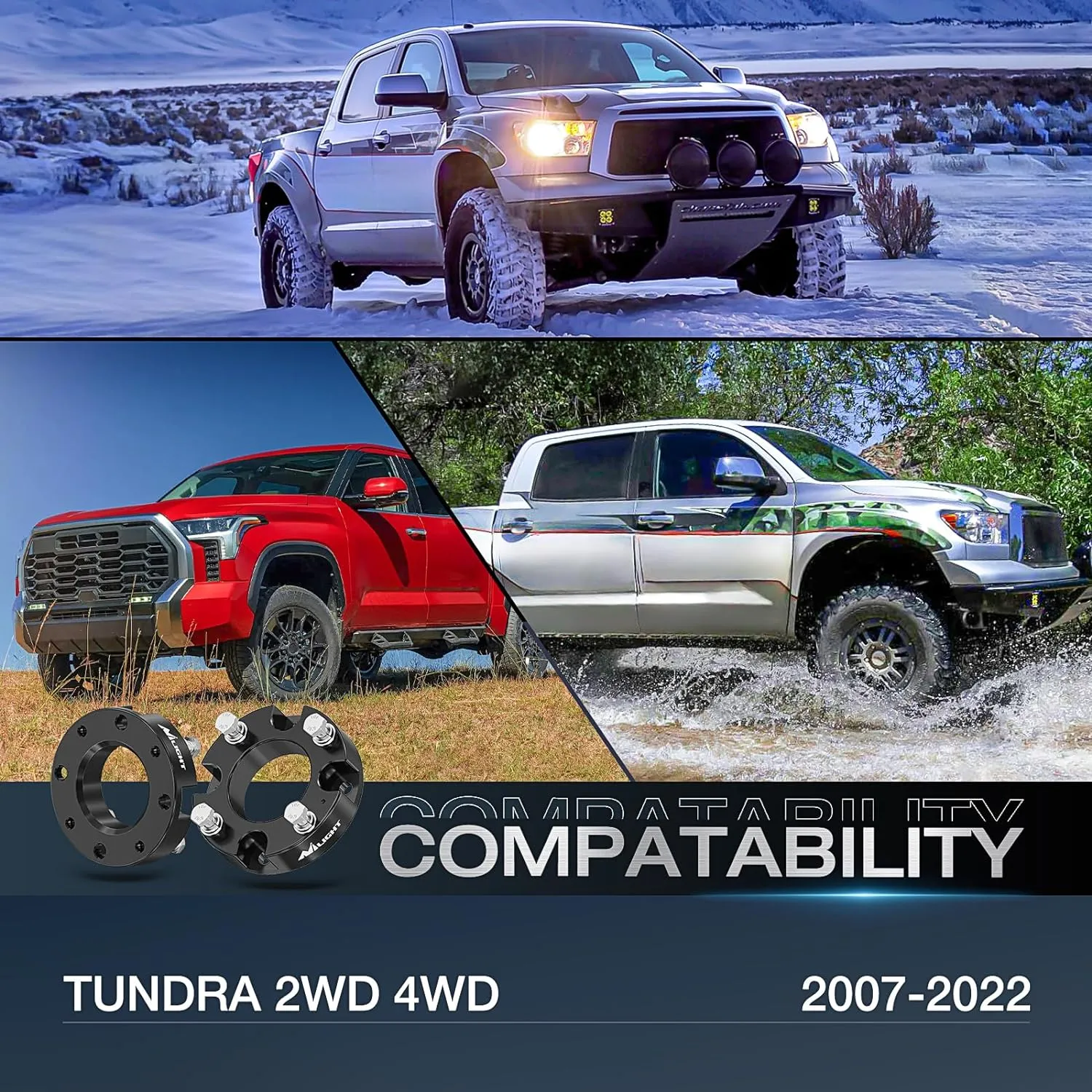 2 Inch Leveling Lift Kit For 2007-2022 Toyota Tundra 2WD 4WD Front Raise Suspension Strut Spacers