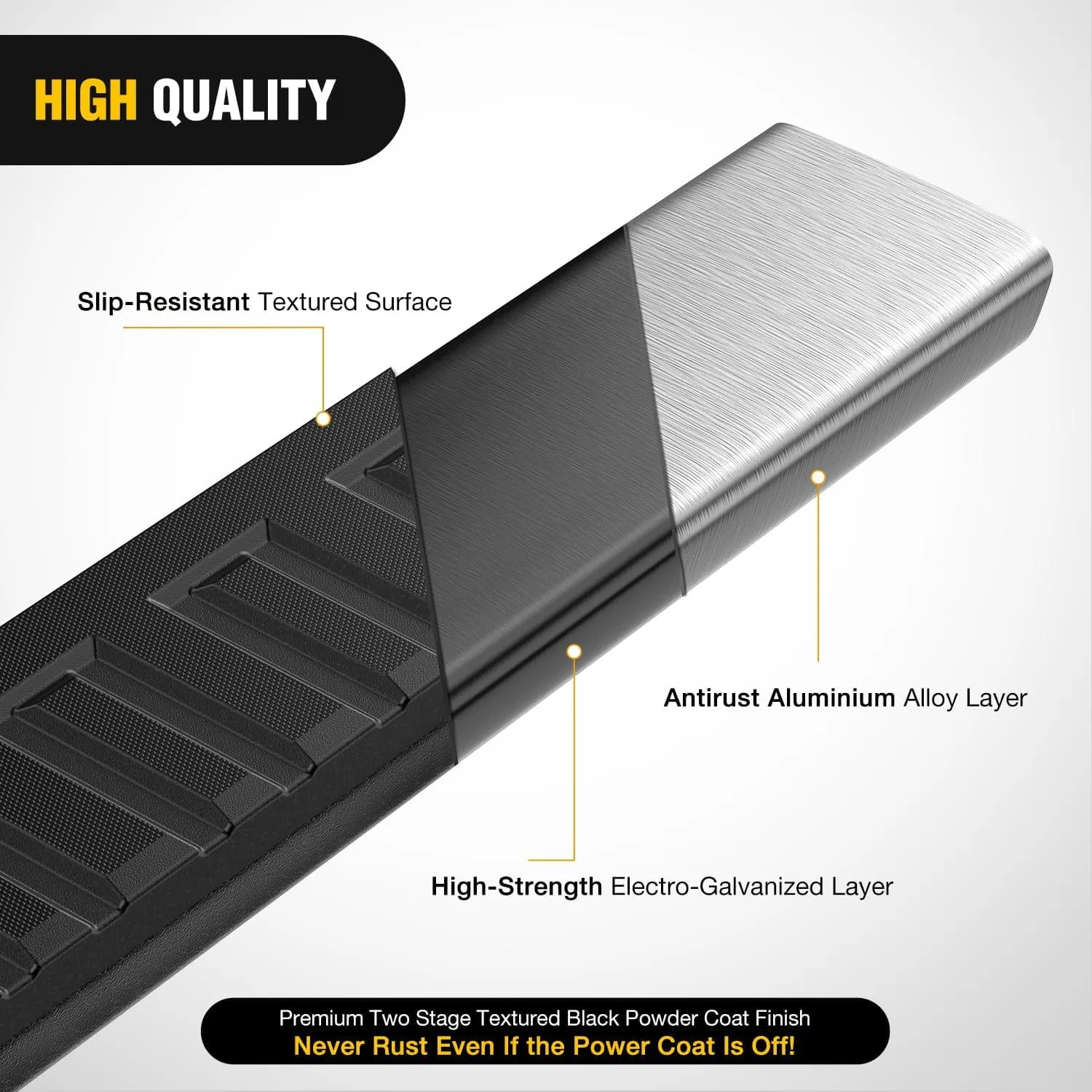 2007-2018 Chevy Silverado/GMC Sierra 1500 Crew Cab 2007-2019 Chevy Silverado/GMC Sierra 2500HD 3500HD 6 Inch Slip-Proof Aluminum Side Step Nerf Bars
