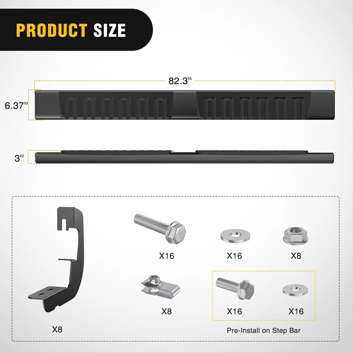 2007-2018 Chevy Silverado/GMC Sierra 1500 Crew Cab 2007-2019 Chevy Silverado/GMC Sierra 2500HD 3500HD 6 Inch Slip-Proof Aluminum Side Step Nerf Bars
