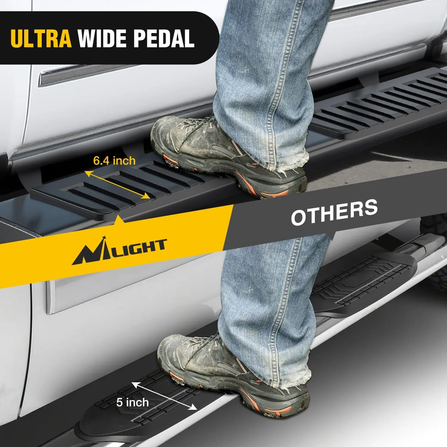 2007-2018 Chevy Silverado/GMC Sierra 1500 Crew Cab 2007-2019 Chevy Silverado/GMC Sierra 2500HD 3500HD 6 Inch Slip-Proof Aluminum Side Step Nerf Bars