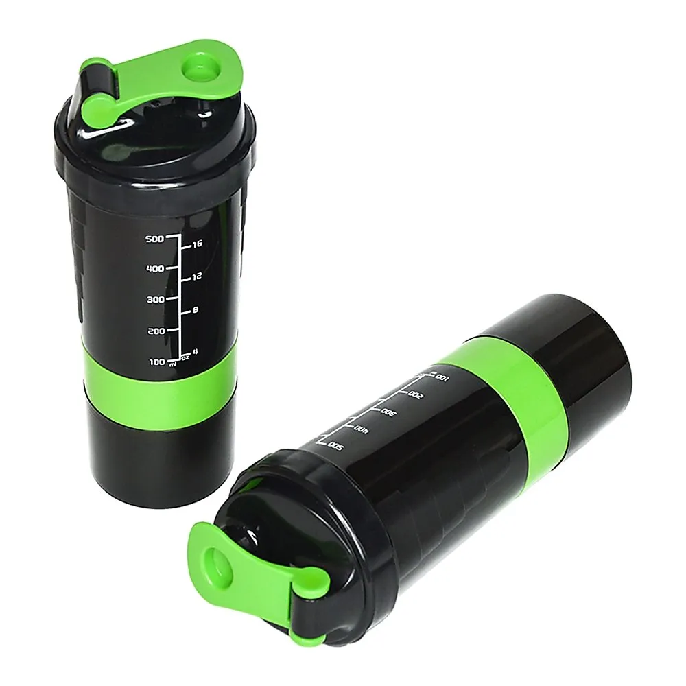 2x Protein Gym Shaker Premium 3 in 1 Smart Style Blender Mixer Cup Bottle Spider