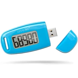 3D Pedometer Clip On, Simple Walking Step Counter with Backlight, USB Rechargeable Accurate Step Counter, Daily Target Monitor, Exercise Time (Blue)