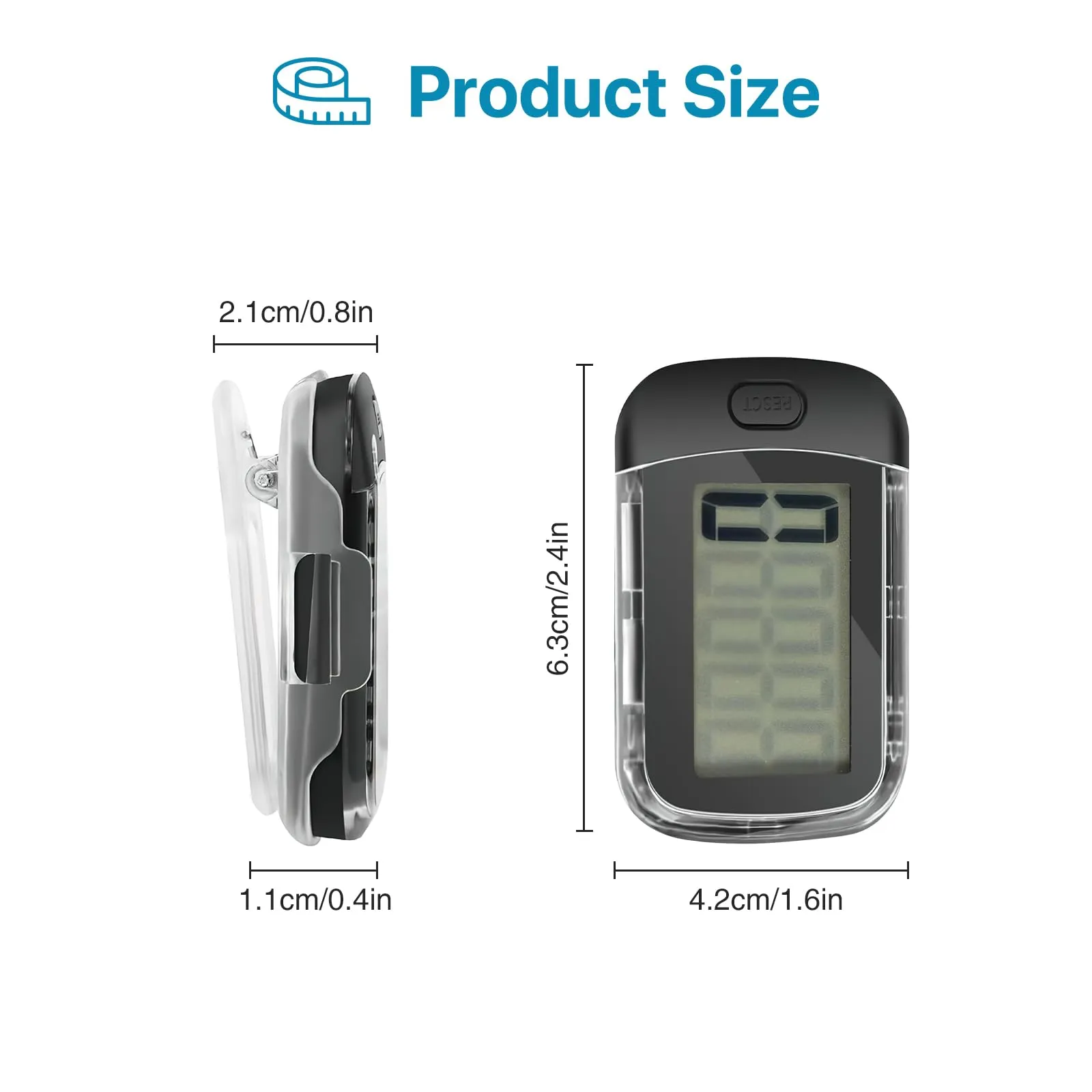 3D Pedometer for Walking, Simple Digital Step Counter with Removable Clip and Lanyard, Accurate Pedometers for Steps Track with Large LCD Display for Men Women Kids Walking Running Hiking Sports-Black