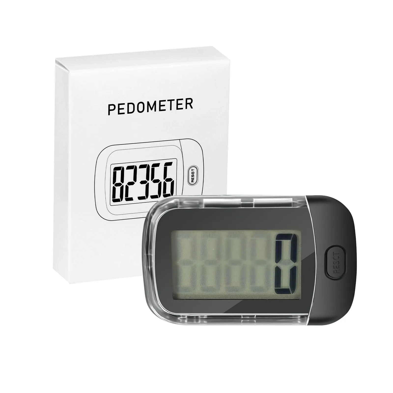 3D Pedometer for Walking, Simple Digital Step Counter with Removable Clip and Lanyard, Accurate Pedometers for Steps Track with Large LCD Display for Men Women Kids Walking Running Hiking Sports-Black