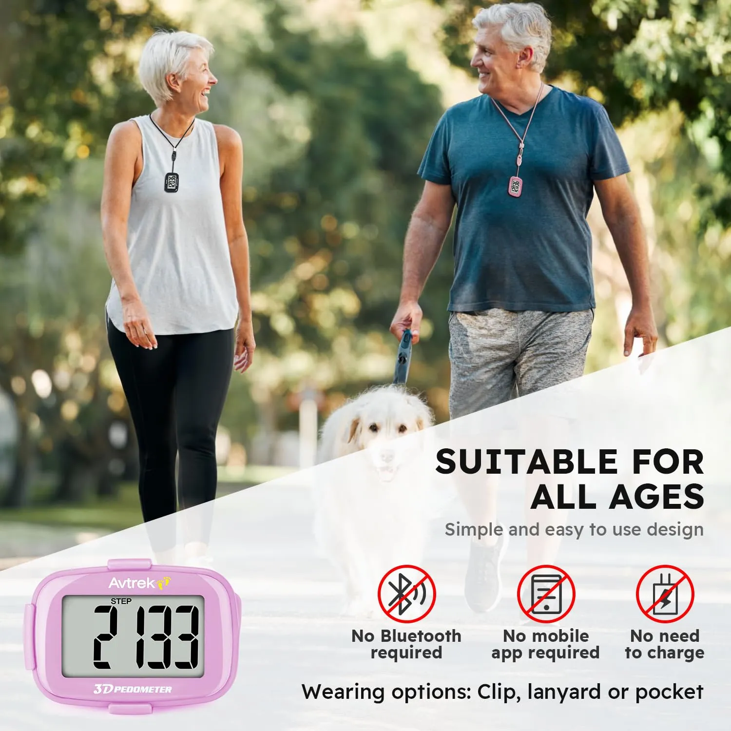 3D Step Counter Clip On with LED Backlight Pocket Pedometer for Walking Outdoor Activities Fitness Tracker Without Smartphone BLACK