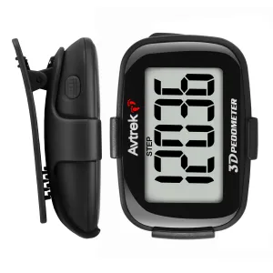 3D Step Counter Clip On with LED Backlight Pocket Pedometer for Walking Outdoor Activities Fitness Tracker Without Smartphone BLACK