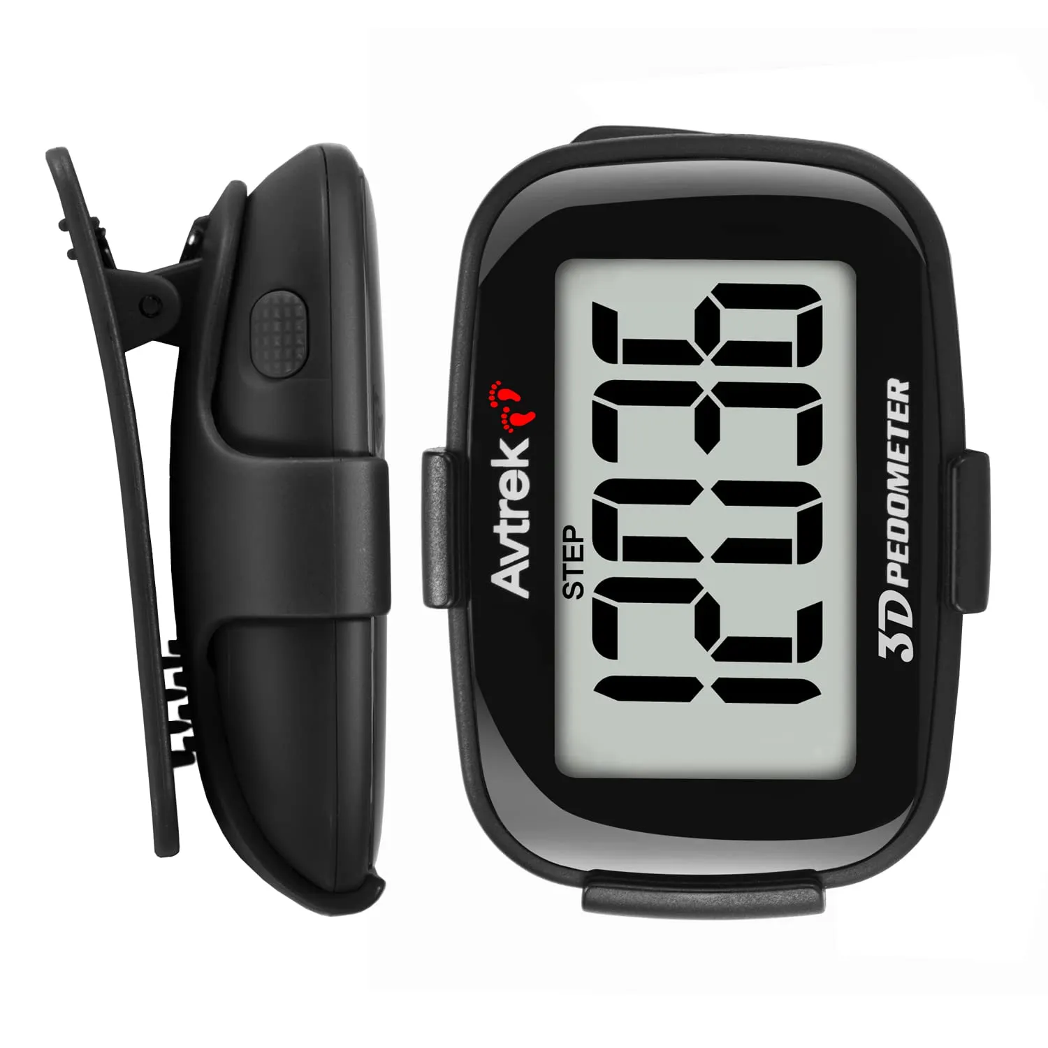 3D Step Counter Clip On with LED Backlight Pocket Pedometer for Walking Outdoor Activities Fitness Tracker Without Smartphone BLACK