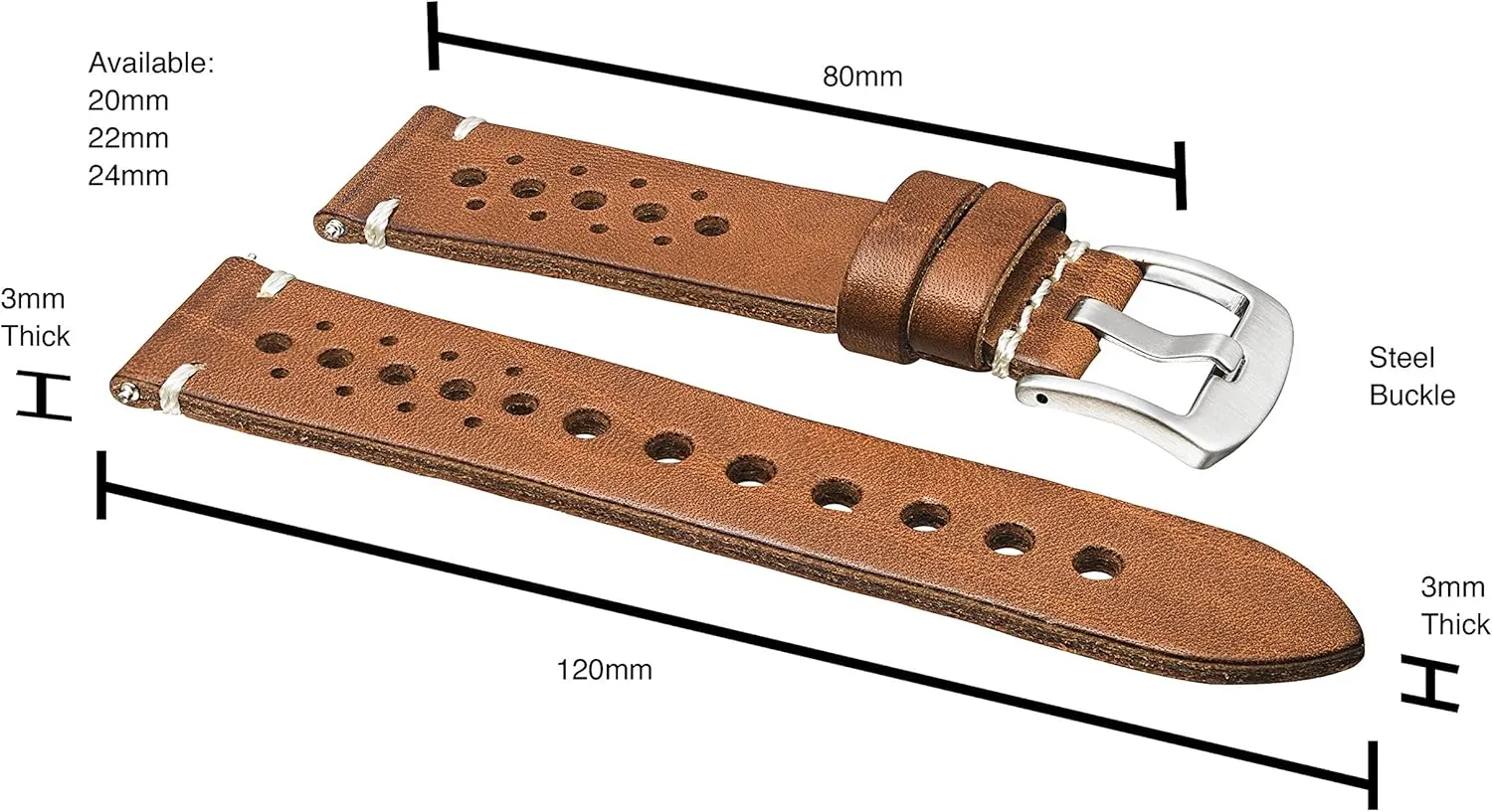 ALPINE Vintage Leather Watch Band - Replacement Watch Bands for Women & Men - Compatible with Regular & Smart Watch Bands