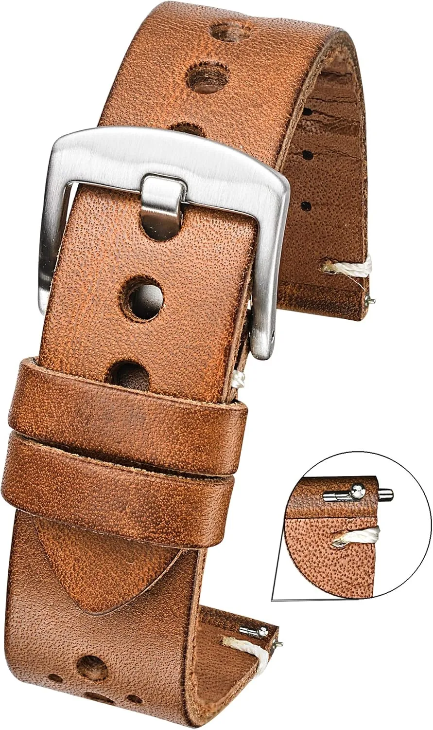ALPINE Vintage Leather Watch Band - Replacement Watch Bands for Women & Men - Compatible with Regular & Smart Watch Bands