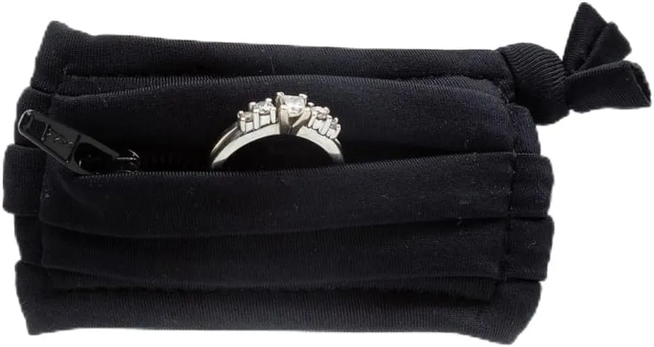 Bandits Original Bracelet with Hidden Zipper Pocket by Ring Protect Your Rings at the Gym, Work, Travel | Black-M