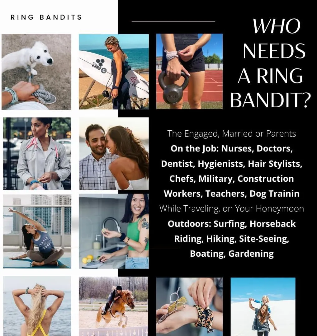 Bandits Original Bracelet with Hidden Zipper Pocket by Ring Protect Your Rings at the Gym, Work, Travel | Black-M