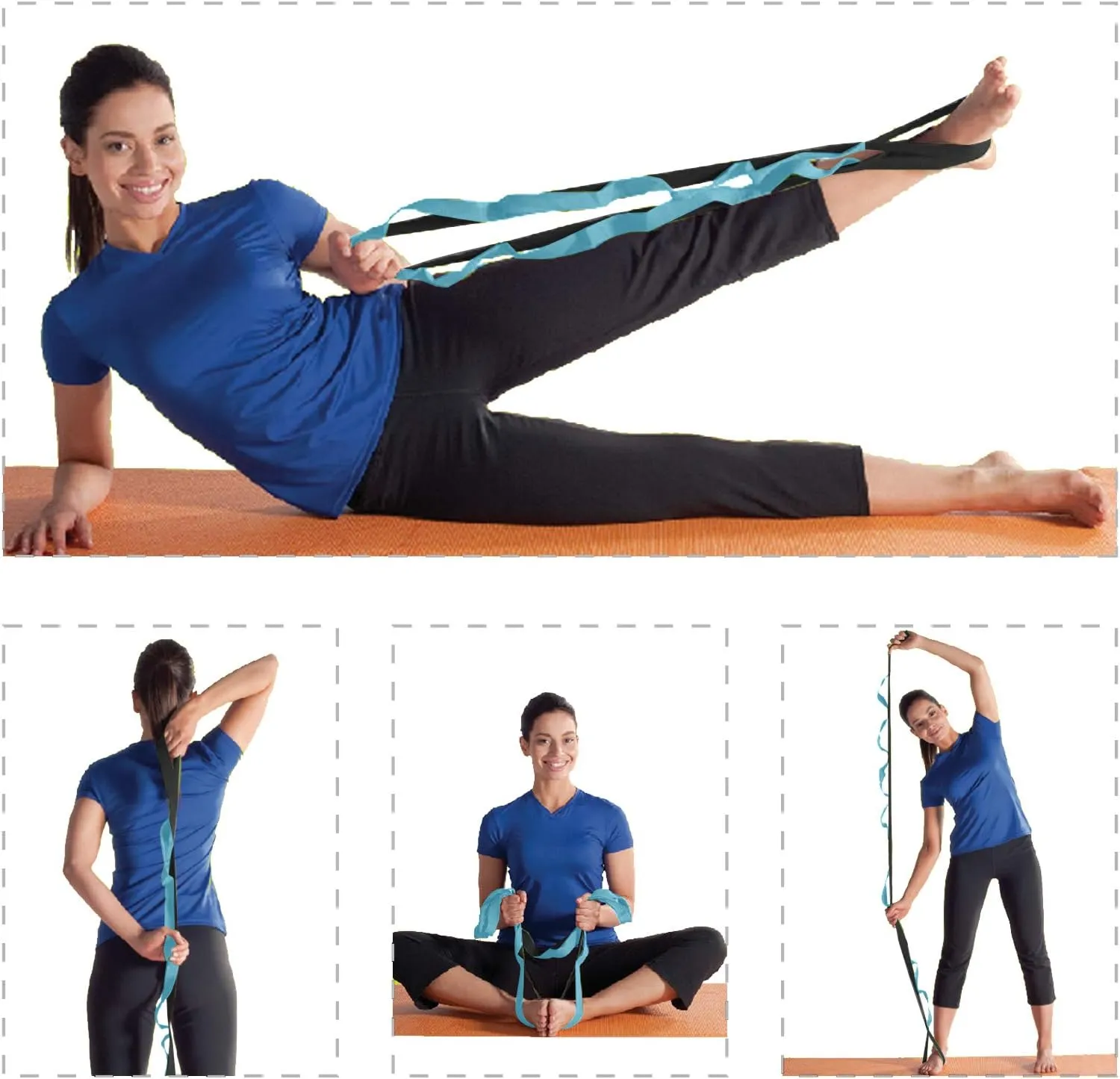 BOB AND BRAD Stretch Strap, 12 Loop Yoga Stretch Strap, Non-elastic Stretch Strap for Stretching, Physical Therapy, Pilates, Dance, Gymnastics, and Athletic Trainers with Carry Bag