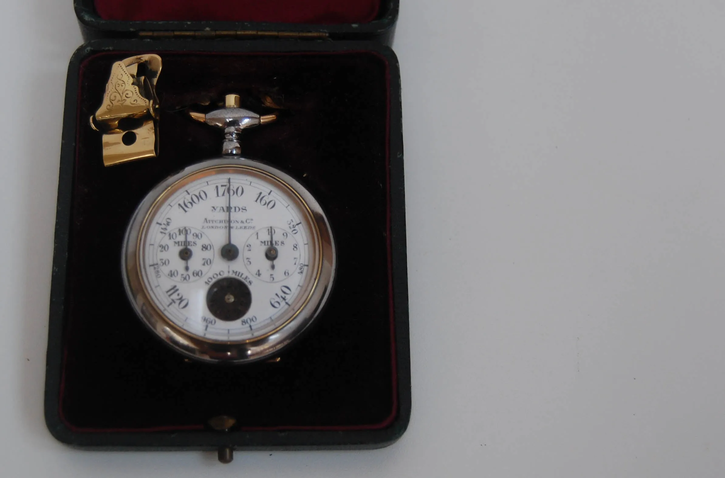 Edwardian Cased Henri Chatelain Pedometer Retailed by Aitchison & Co