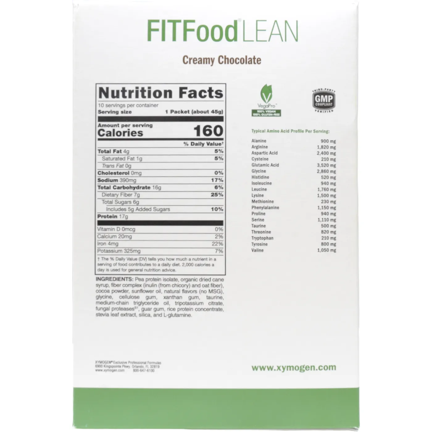 FIT Food Lean: Creamy Chocolate 10 Servings by Xymogen