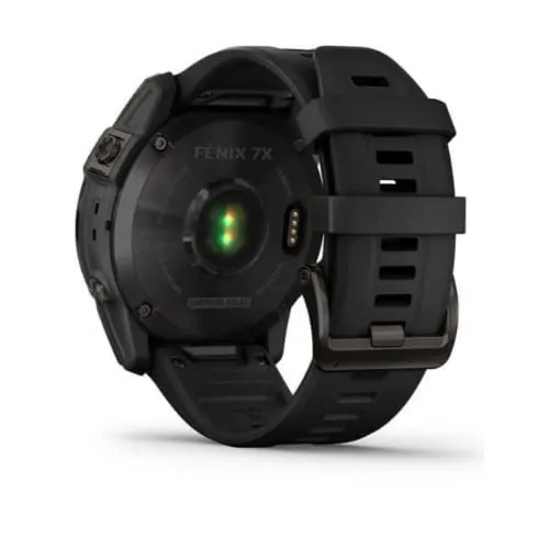 Garmin 010-02541-10 fenix 7X Sapphire,Larger adventure smartwatch, Solar Charging Capabilities, rugged outdoor GPS watch, touchscreen, wellness features, Carbon Gray DLC Titanium with Black Band