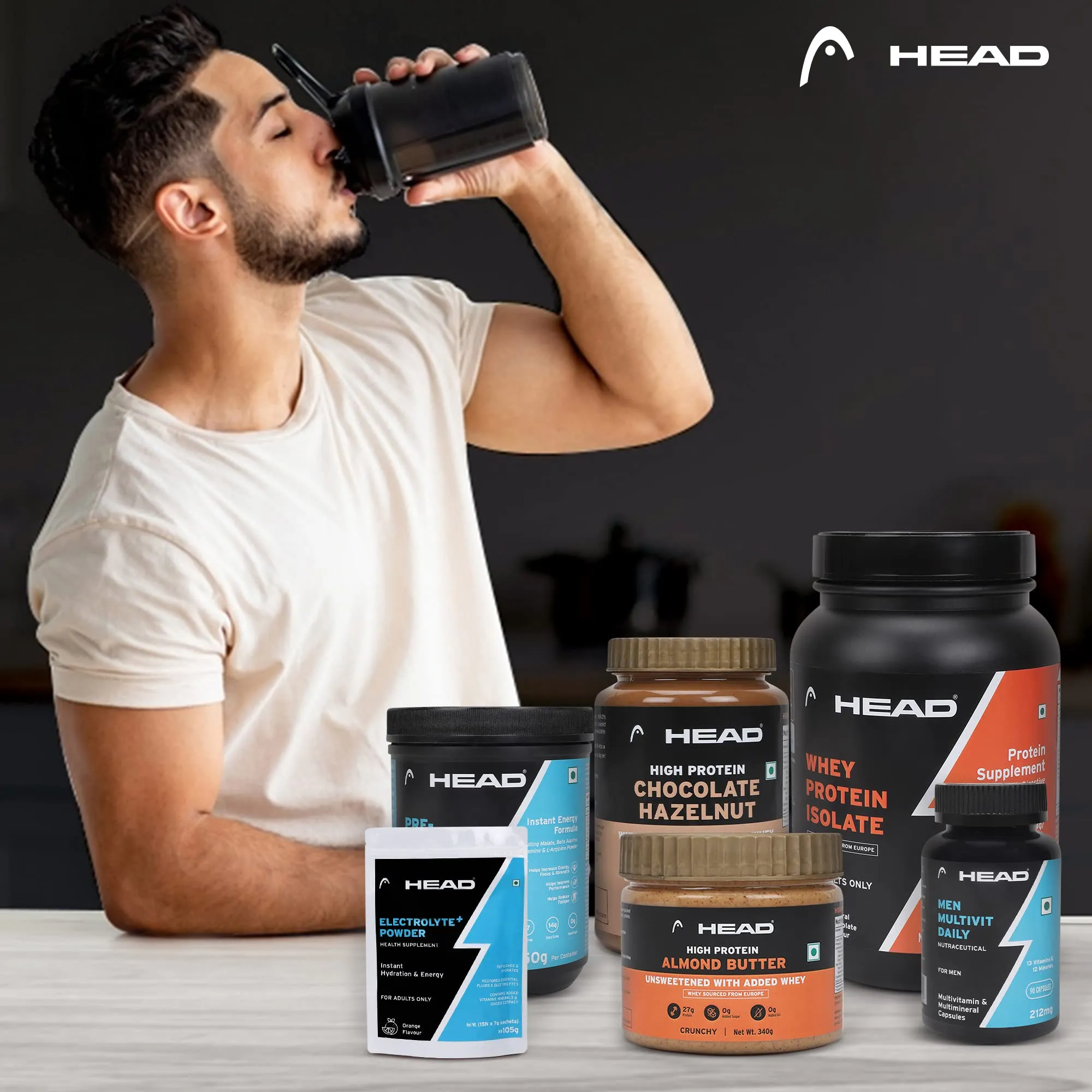Head BCAA Powder for Adults 250g (42 Servings, Post/Intra Workout ,Orange Flavor) - Muscle Recovery, Endurance & Athletic Performance
