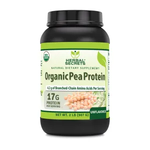 Herbal Secrets Pea Protein Powder | 2 Lb. | 17 Grams Protein per Serving | 34 Servings | USDA Organic