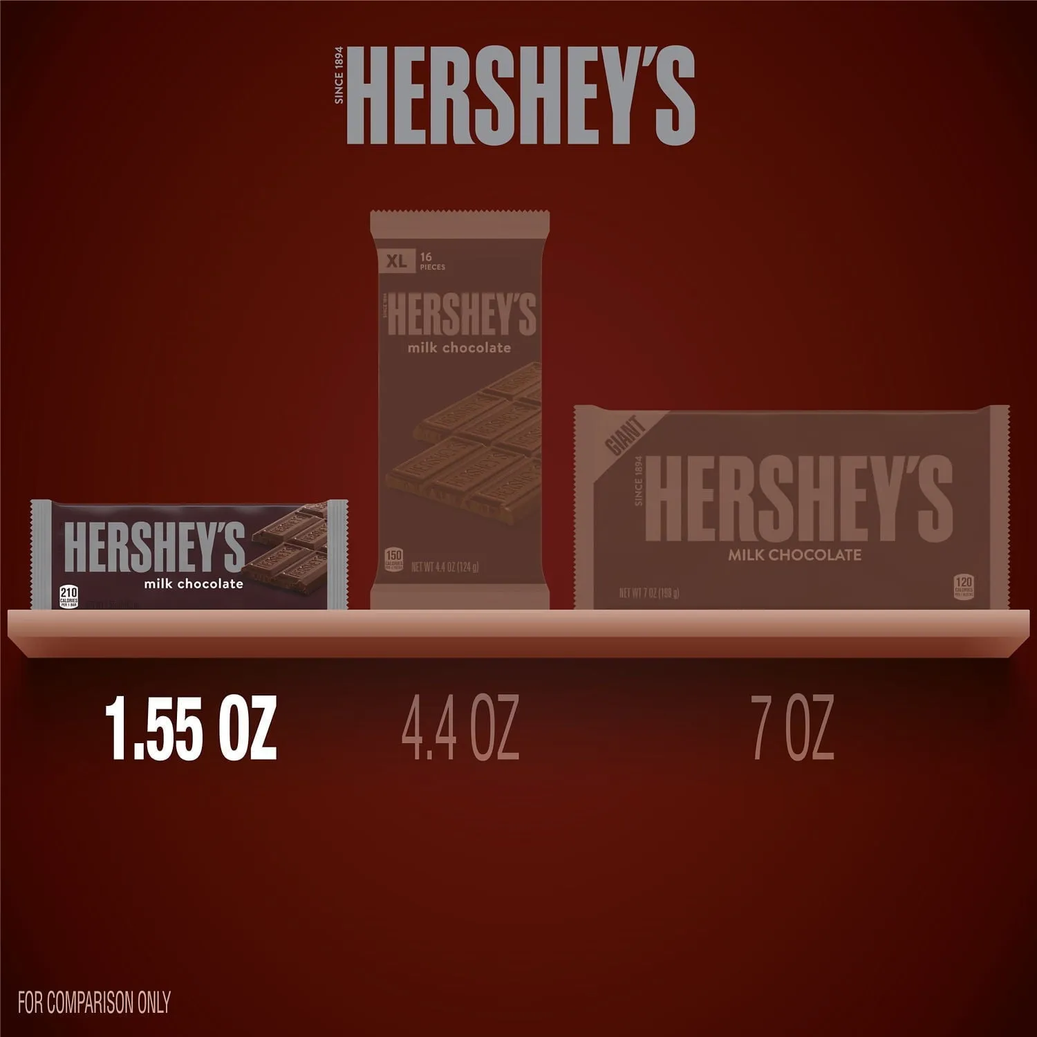 Hershey's Milk Chocolate Full Size Candy, Bar 1.55 oz