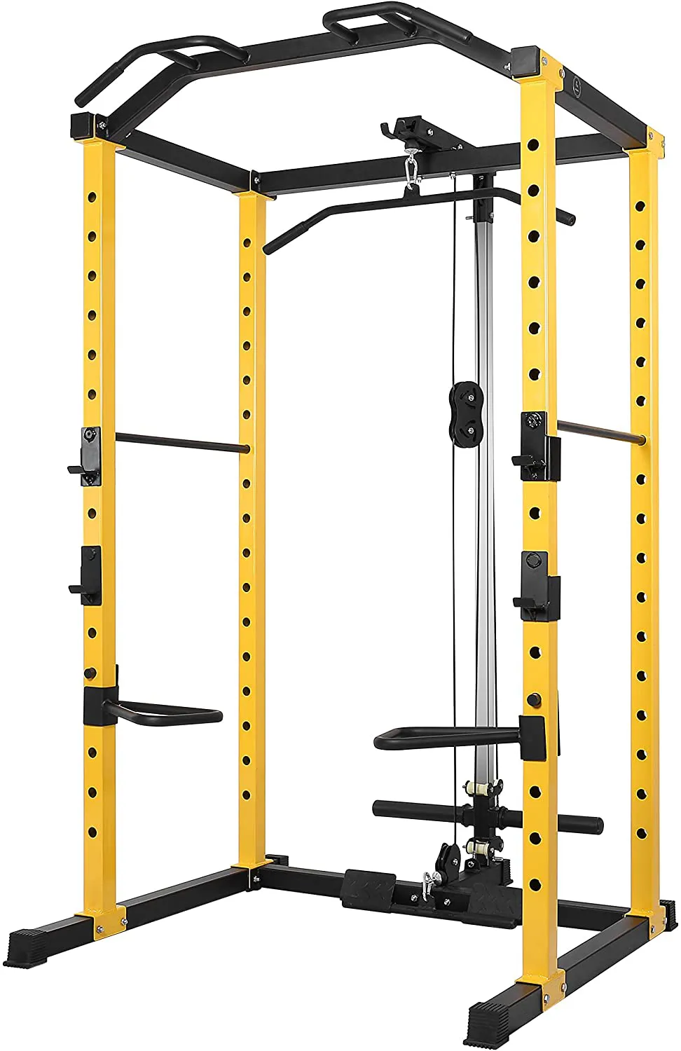 HulkFit 1000-Pound Capacity Multi-Function Adjustable Power Cage with J-Hooks, Dip Bars and Other Optional Attachments