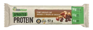 Iron Vegan Peanut Chocolate Chip Sprouted Protein Bar 62g