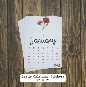 Large Calendar Stickers - Birth Flower Design