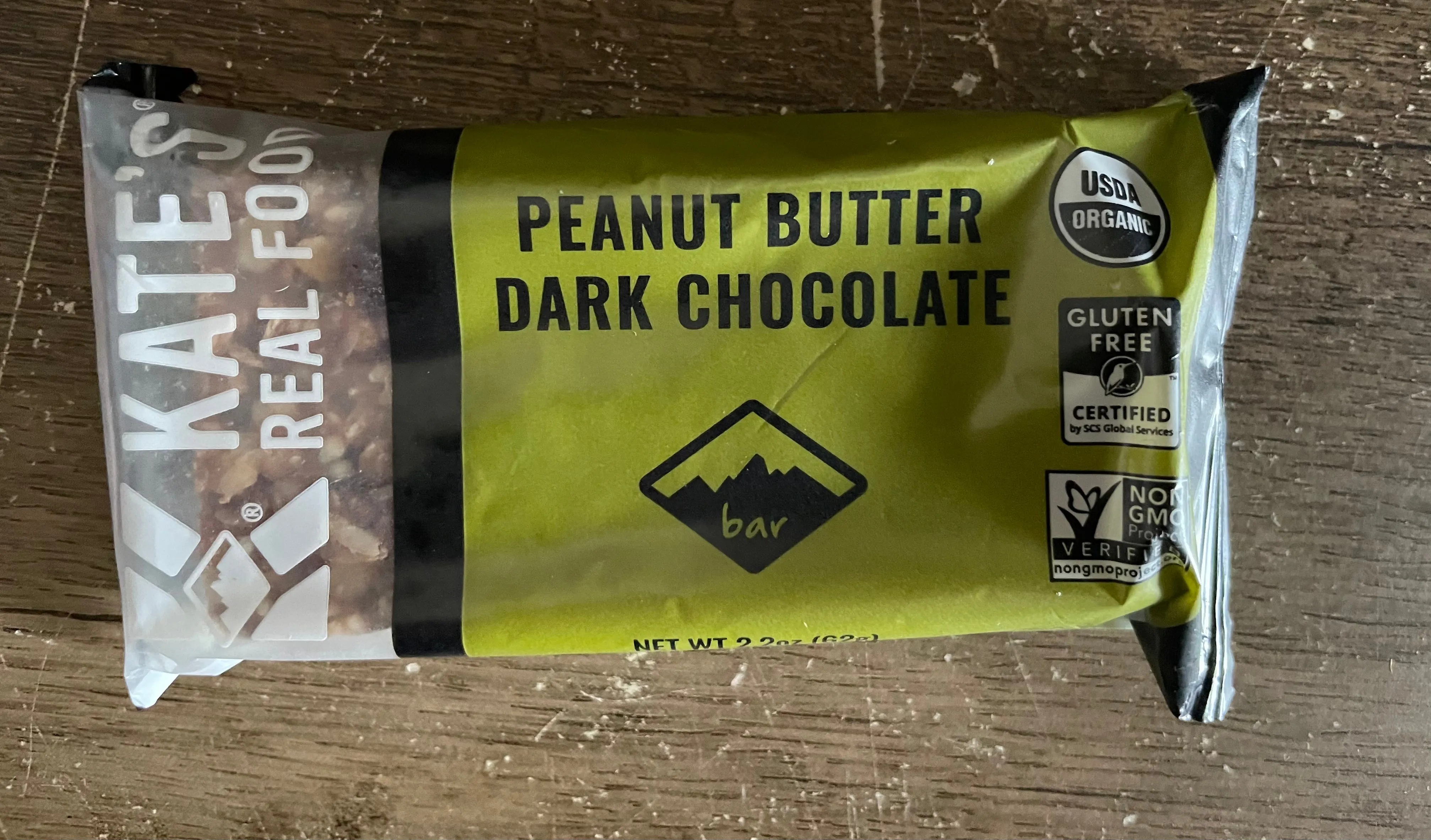 <€€ Kate's Real Food Energy Granola Bars Peanut Butter and Dark Chocolate (12) Bars 2.2oz ea