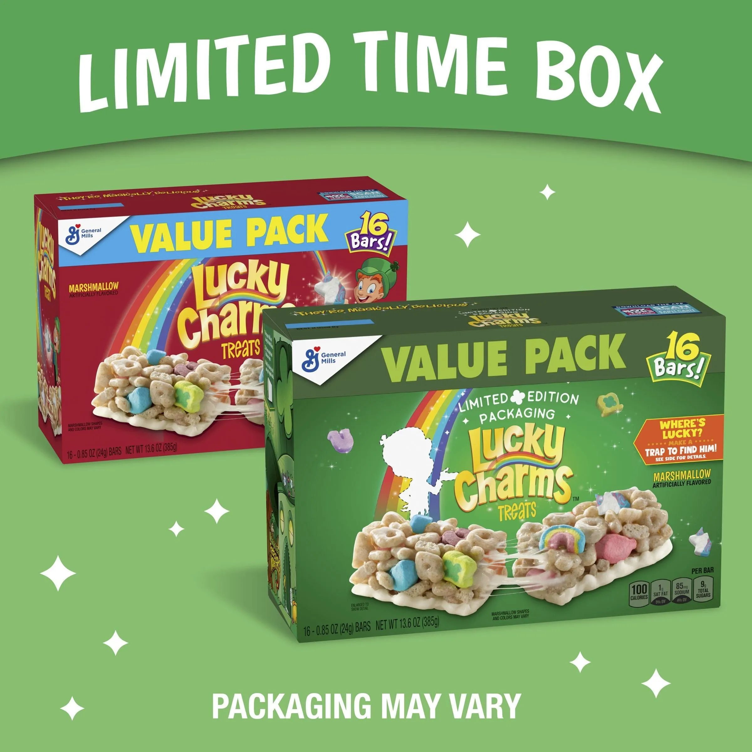 Lucky Charms Treat Bars, Limited Edition St. Patrickâs Day Packaging, Value Pack, 16 ct