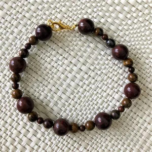 Mens Brecciated Jasper Beaded Bracelet