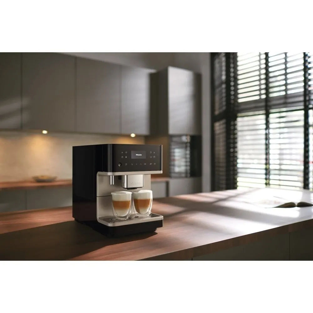 Miele CM6360 Built In Bean to Cup Coffee Machine - Obsidian Black / Clean Steel Metallic