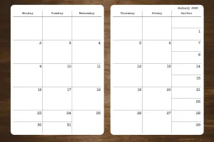 Monday Start Two Page Calendar Stickers for Planners and Journals  2023, 2024, or 2025  | 5" x 7" | 2 Stickers Per Month, 24 Total Stickers