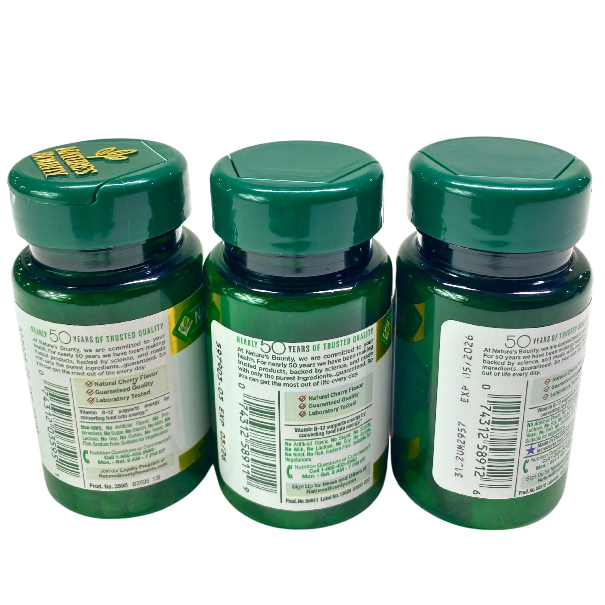 Nature"s Bounty B-12 2500mcg, 500mcg and 5000mcg Energy Health (50 Pcs Lot)