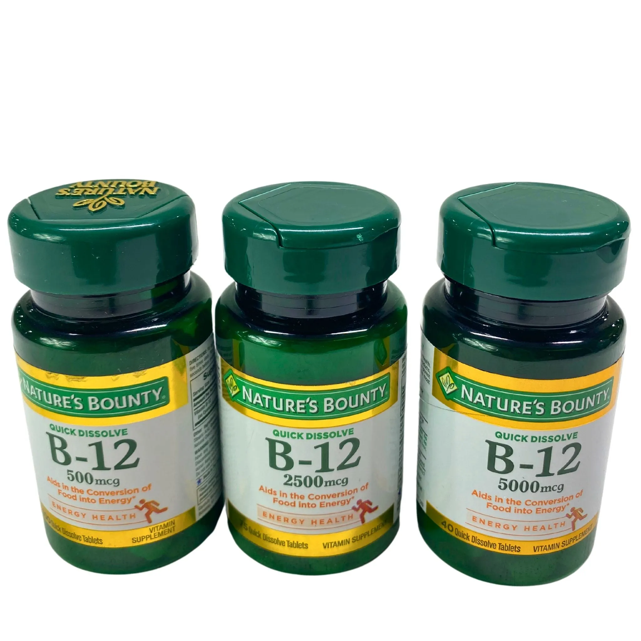 Nature"s Bounty B-12 2500mcg, 500mcg and 5000mcg Energy Health (50 Pcs Lot)