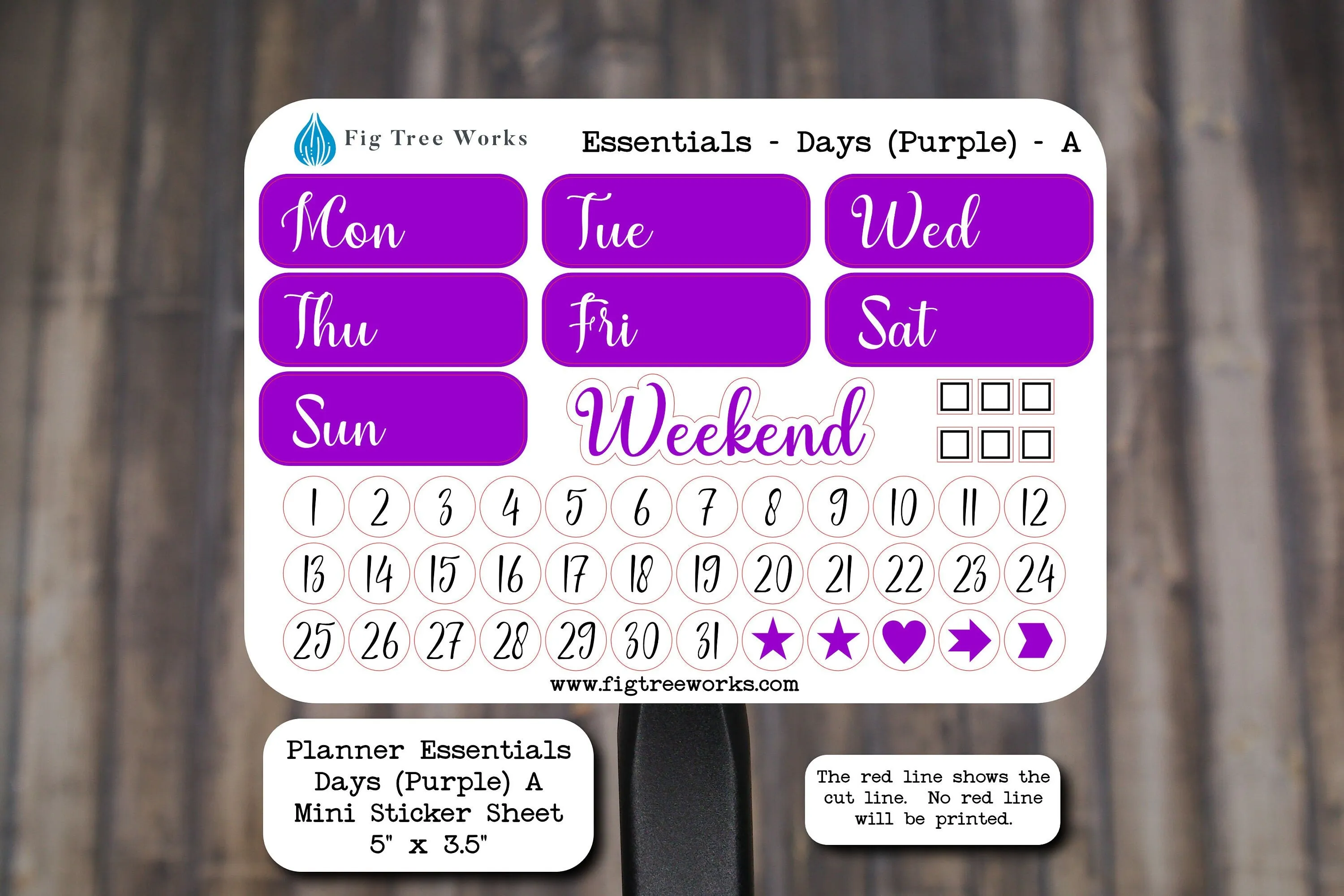 Planner Essentials Day Headers Mini Sticker Sheet With Day Dots and Checkboxes | Kiss Cut, Matte Finish | Multiple Colors | Style A