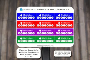 Planner Essentials Medicine Trackers Mini Sticker Sheet | Medication Tracker Stickers | Matte Finish | Style A Multiple Colors Available
