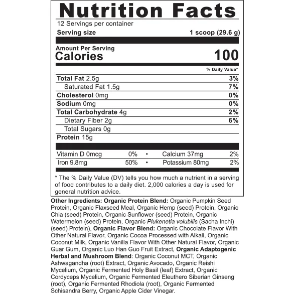 Plant Protein  Chocolate 12 servings By Ancient Nutrition