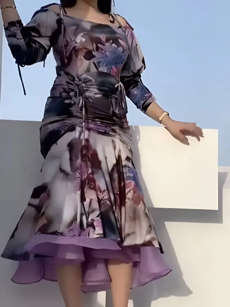 Purple Grey Stretch Hip Dress