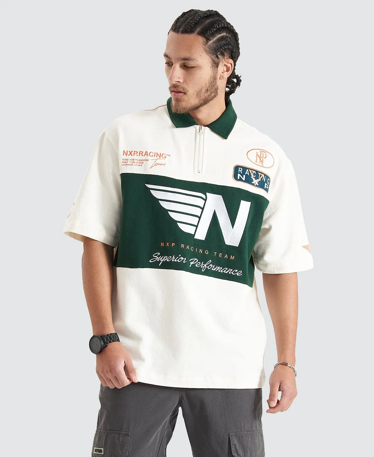 Resistance Oversized Polo Tee Natural White