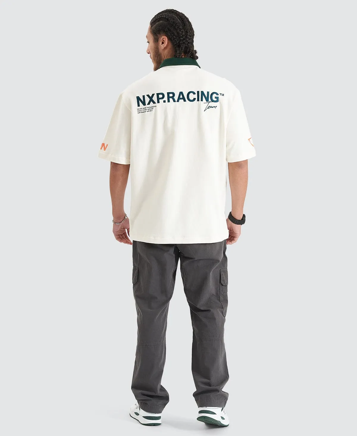 Resistance Oversized Polo Tee Natural White