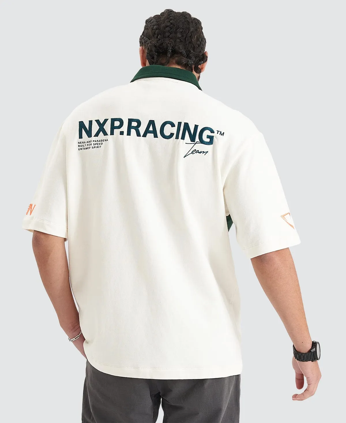 Resistance Oversized Polo Tee Natural White