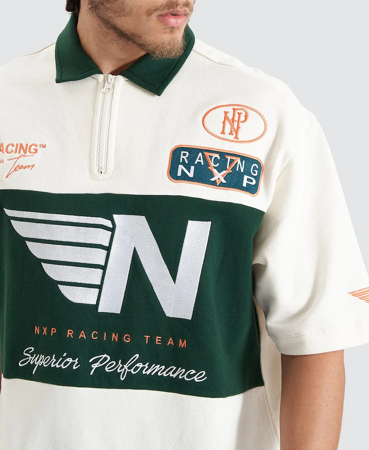 Resistance Oversized Polo Tee Natural White