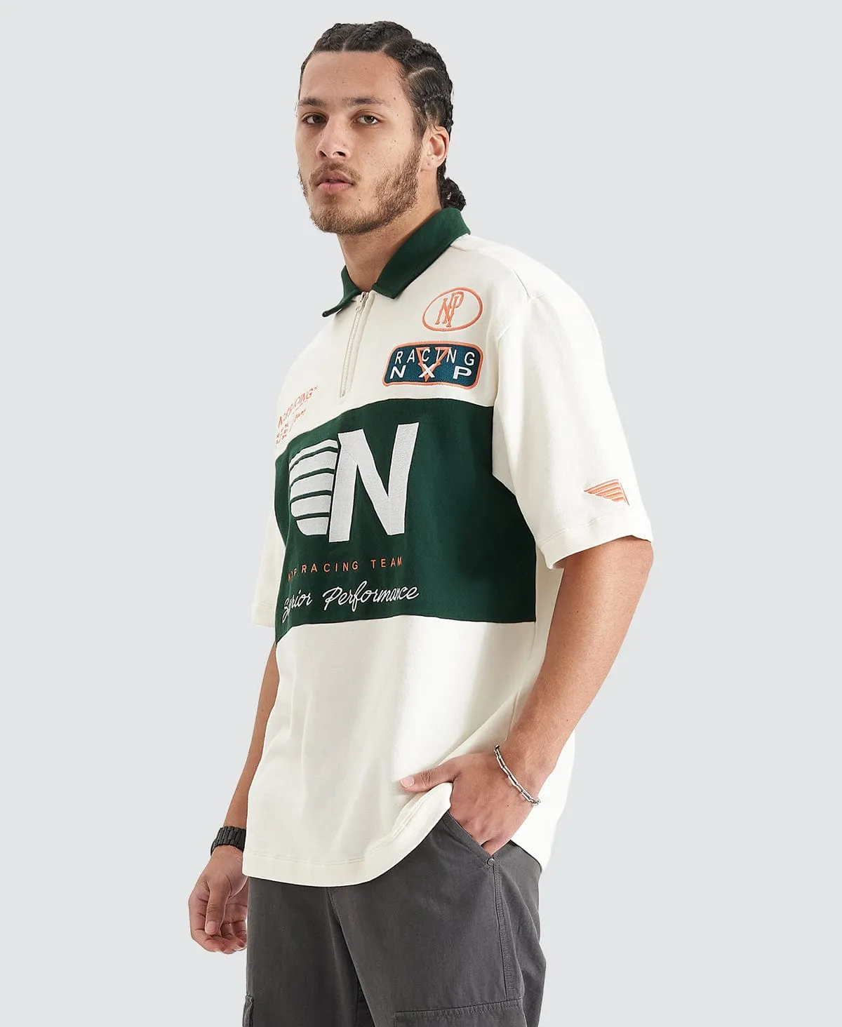Resistance Oversized Polo Tee Natural White