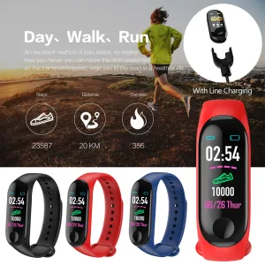 Running Pedometer M3 Plus Blood Pressure Monitor Heart Rate Fitness Tracker Smart Bracelet Step Counter Waterproof Pedometers