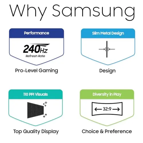 SAMSUNG 49" Odyssey QD-OLED (G93SC) Series Curved Gaming Monitor, 240Hz, 0.03ms,Dual QHD,DisplayHDR True Black 400,AMD FreeSync Premium Pro,Height Adjustable Stand,3 Year Warranty,LS49CG932SNXZA