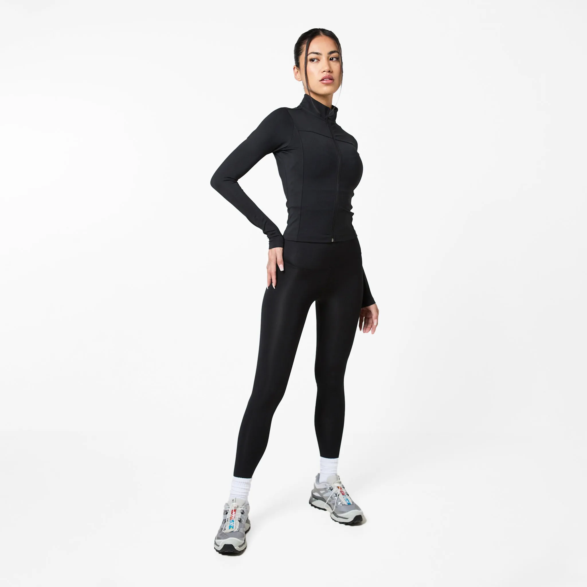 Second Skin Active Zip Through Top I Black