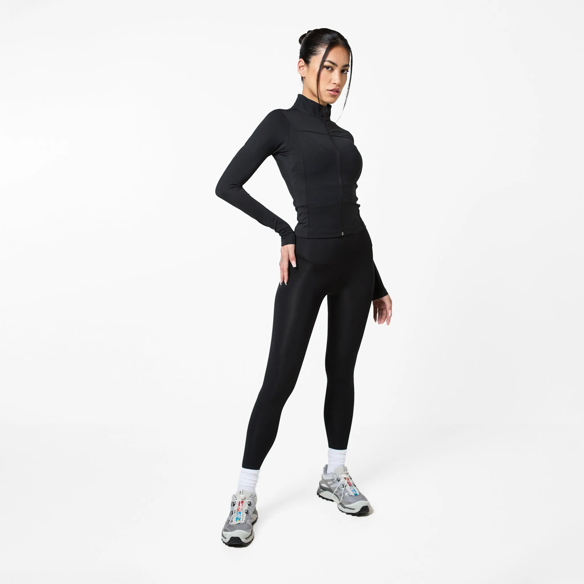 Second Skin Active Zip Through Top I Black