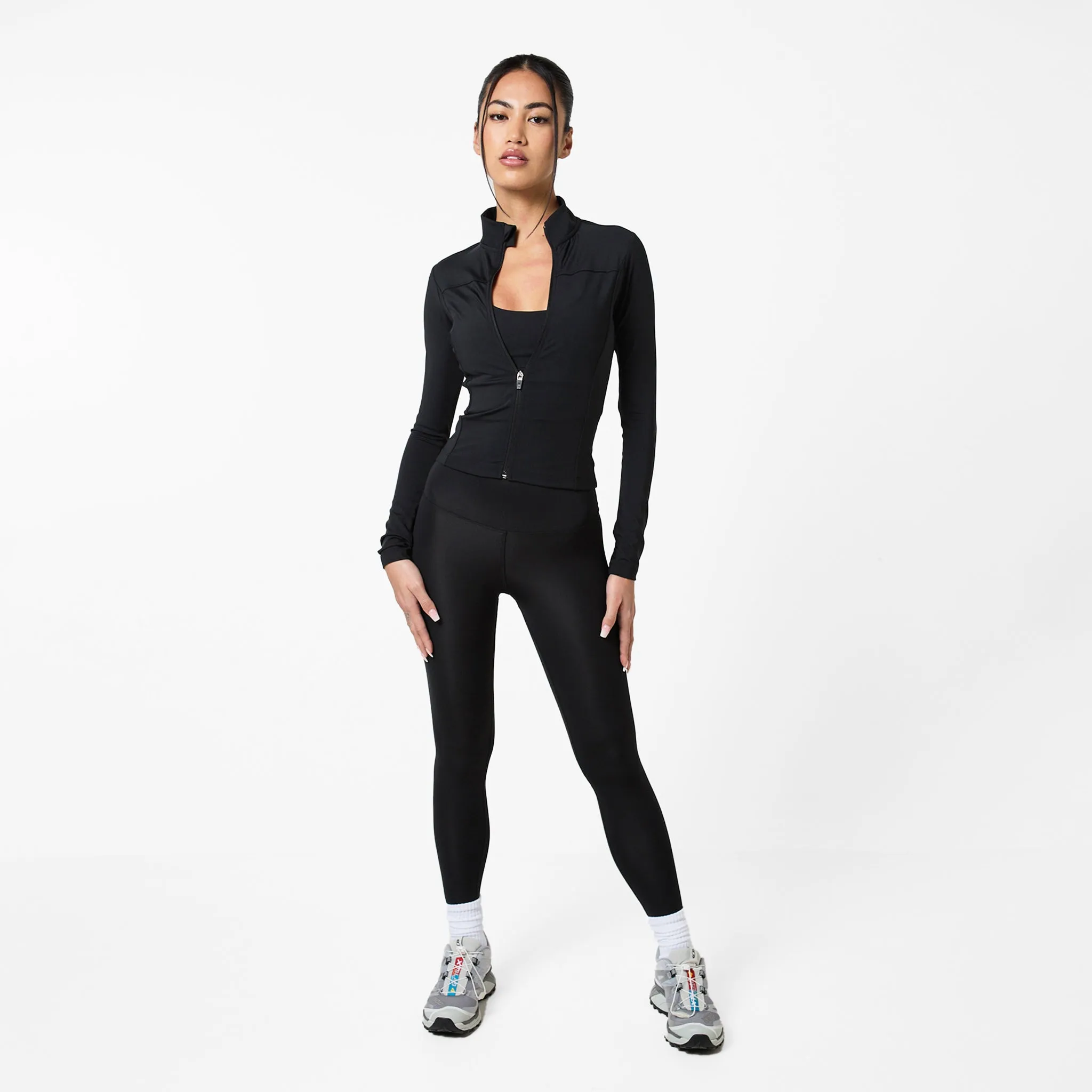 Second Skin Active Zip Through Top I Black