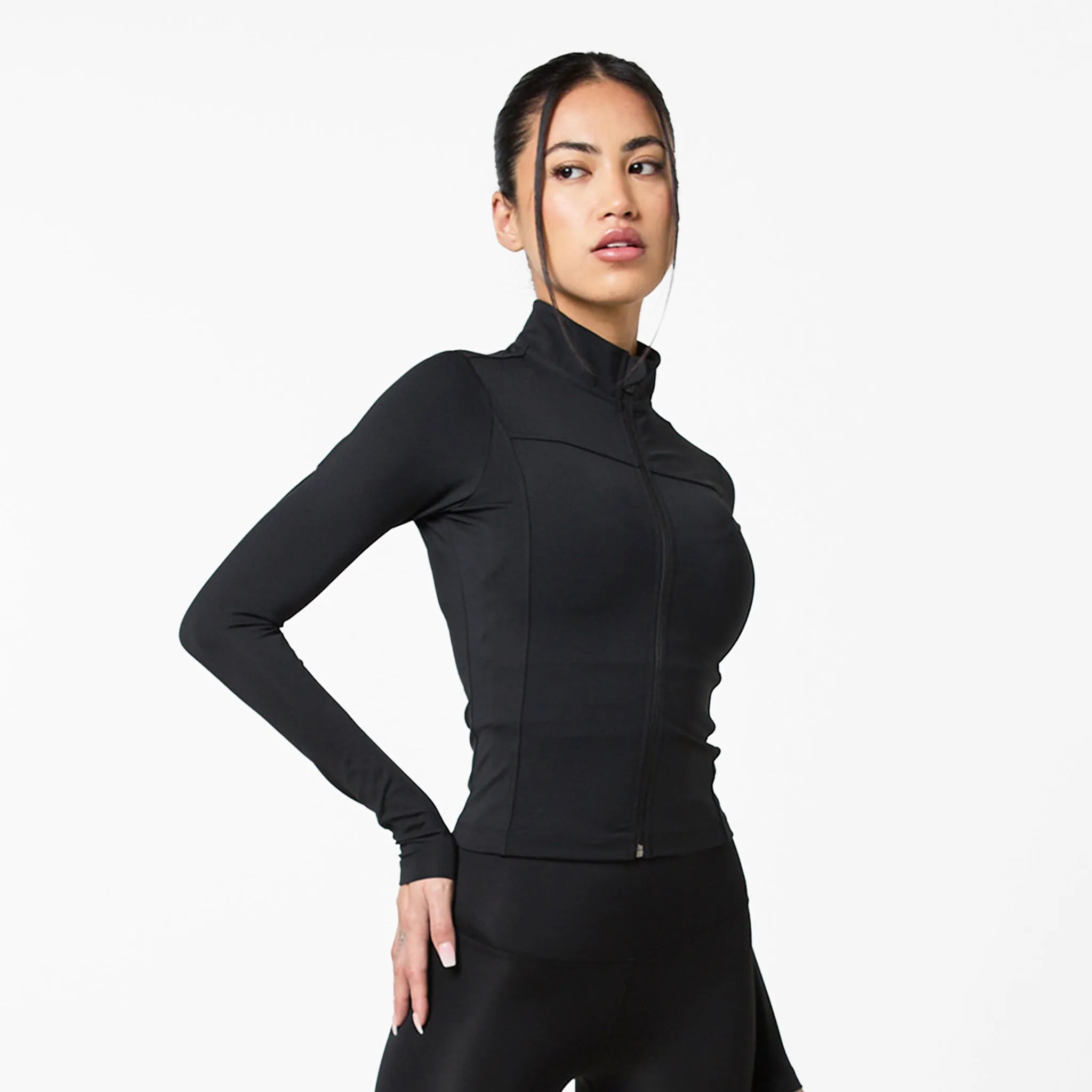 Second Skin Active Zip Through Top I Black