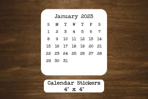 Square Calendar Stickers 4" x 4"  2023, 2024, or 2025 | Start With Any Month | For Planners and Journals  | Monthly Stickers Matte Finish